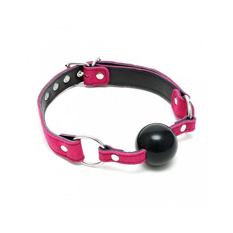 Mordaza Cuero Silicona Rosa Ajustable