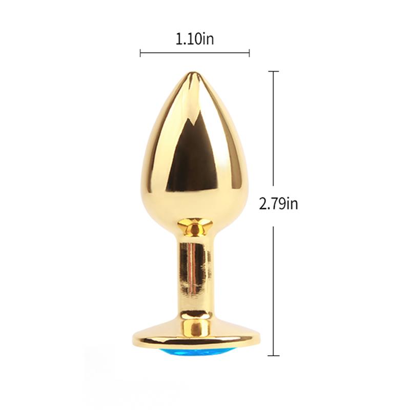 Plug Anal Dorado con Gema Azul