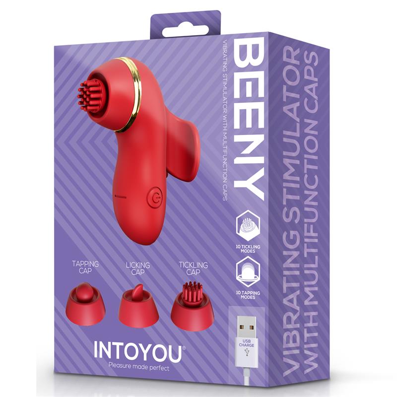 Beeny Estimulador con 4 Cabezales Succion Tapping Tickling y Licking