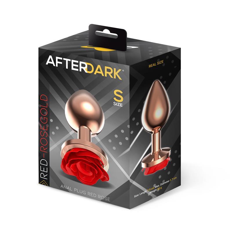 Rose Plug Anal Oro Rosa Rosa Roja en la Base Talla S