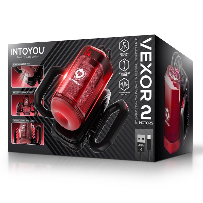 Vexor 3 in 1 Masturbador Masculino Succion Empuje y Vibracion USB C
